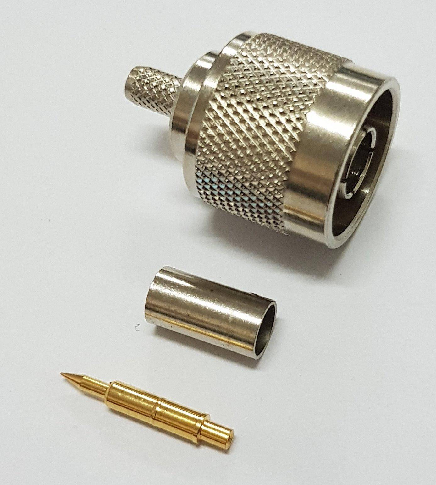N MALE CONNECTOR, CRIMP TYPE ( RG58U ), GOLDPIN