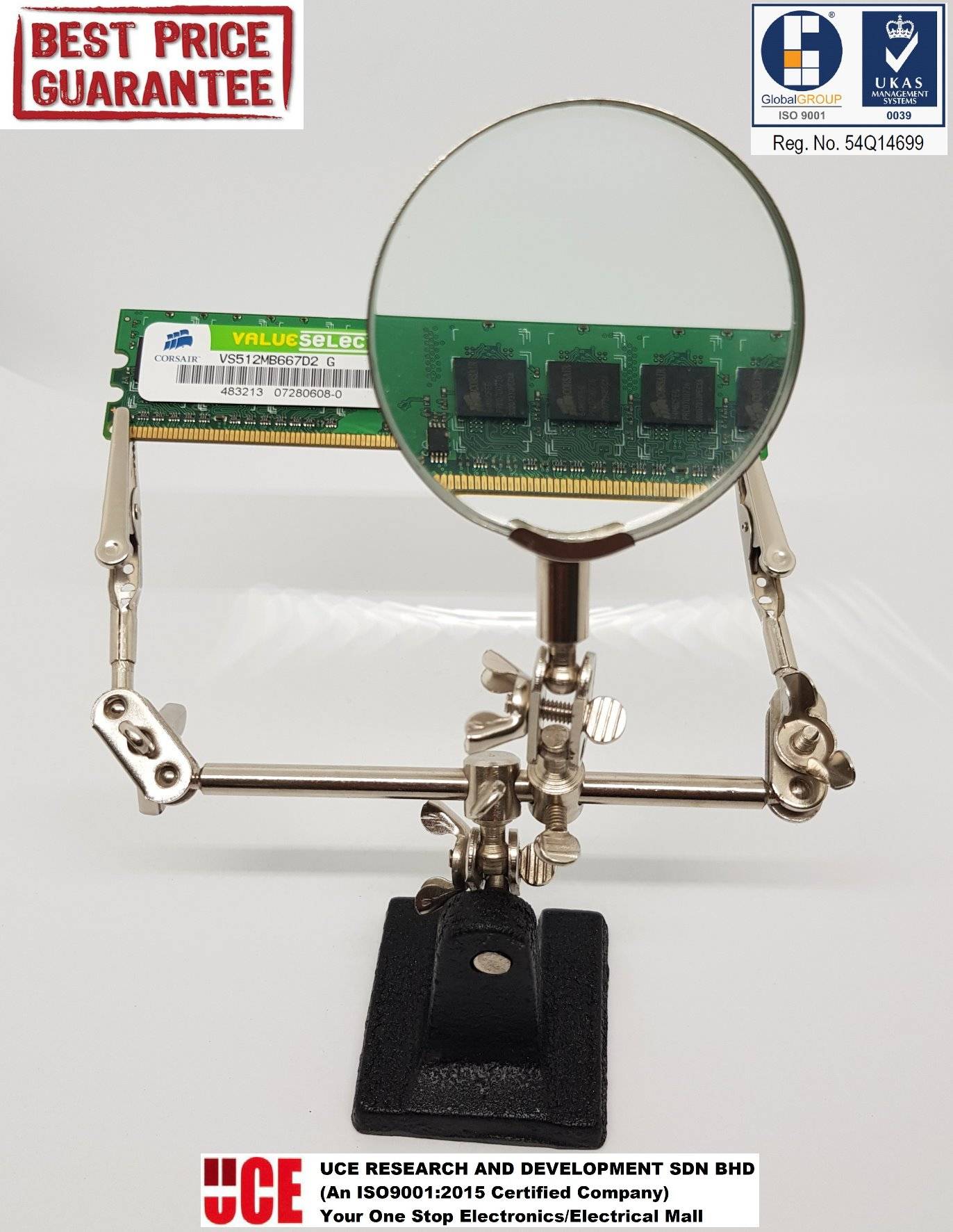Adjustable Helping Hand with Magnifying Glass for Soldering, Jewelers