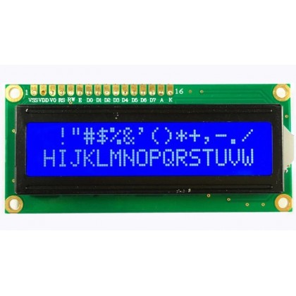 1602 16x2 CHARACTER LCD DISPLAY MODULE BLUE BACKLIGHT WHITE CHARACTER ...