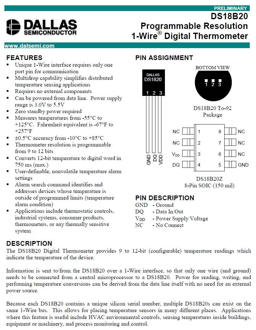 DS18B20 DIGITAL TEMPERATURE SENSOR THERMOMETER FOR ARDUINO, RASPBERRY ...