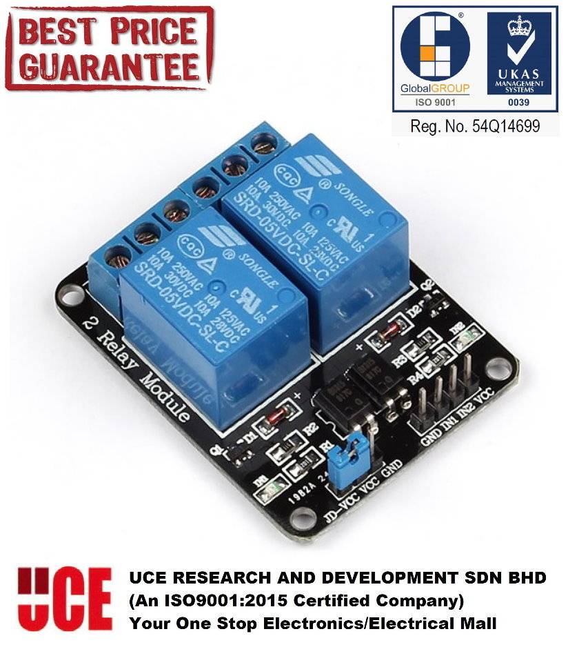 2 CHANNEL RELAY MODULE WITH OPTOCOUPLER 5V FOR ARDUINO RASPBERRY PI