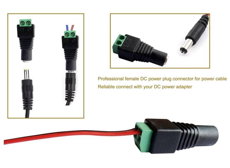2.1 x 5.5mm DC POWER FEMALE JACK PLUG ADAPTER CONNECTOR WITH SCREW